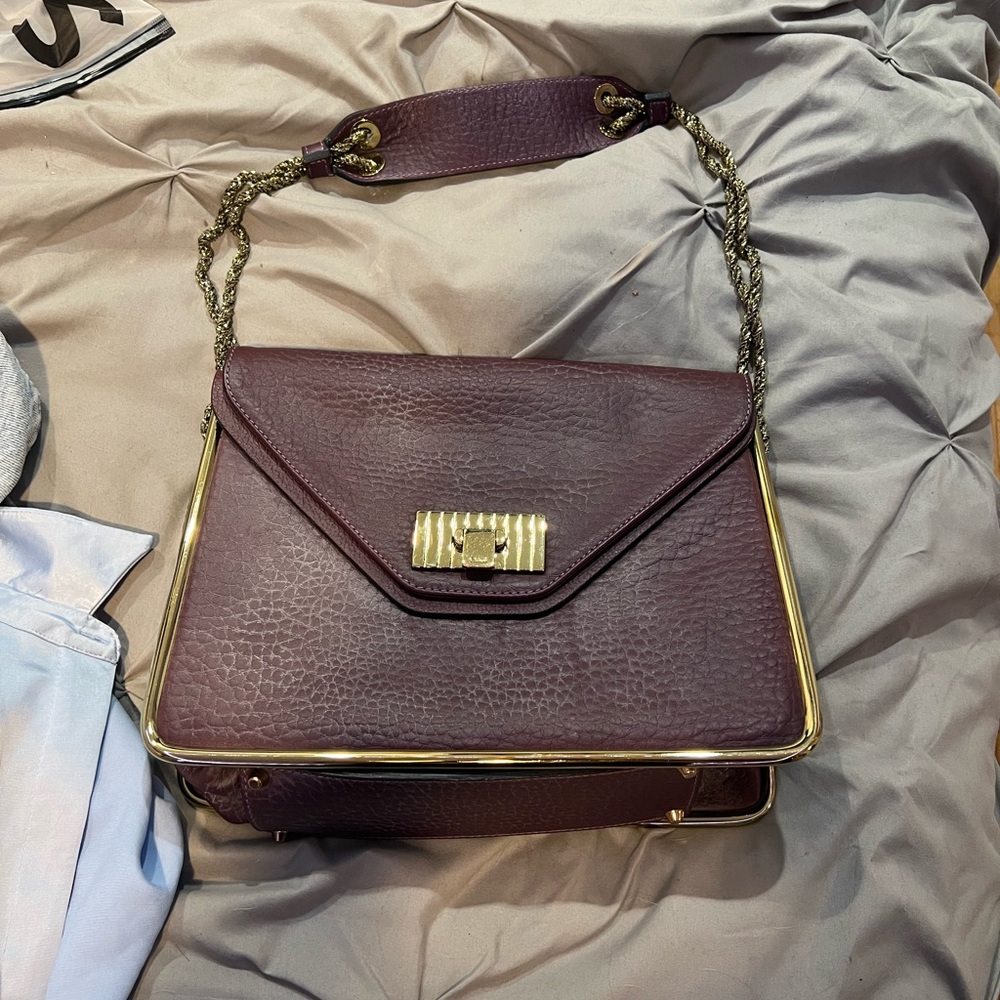 Chloe Burgundy Python And Suede Medium Sally Shou… - image 2